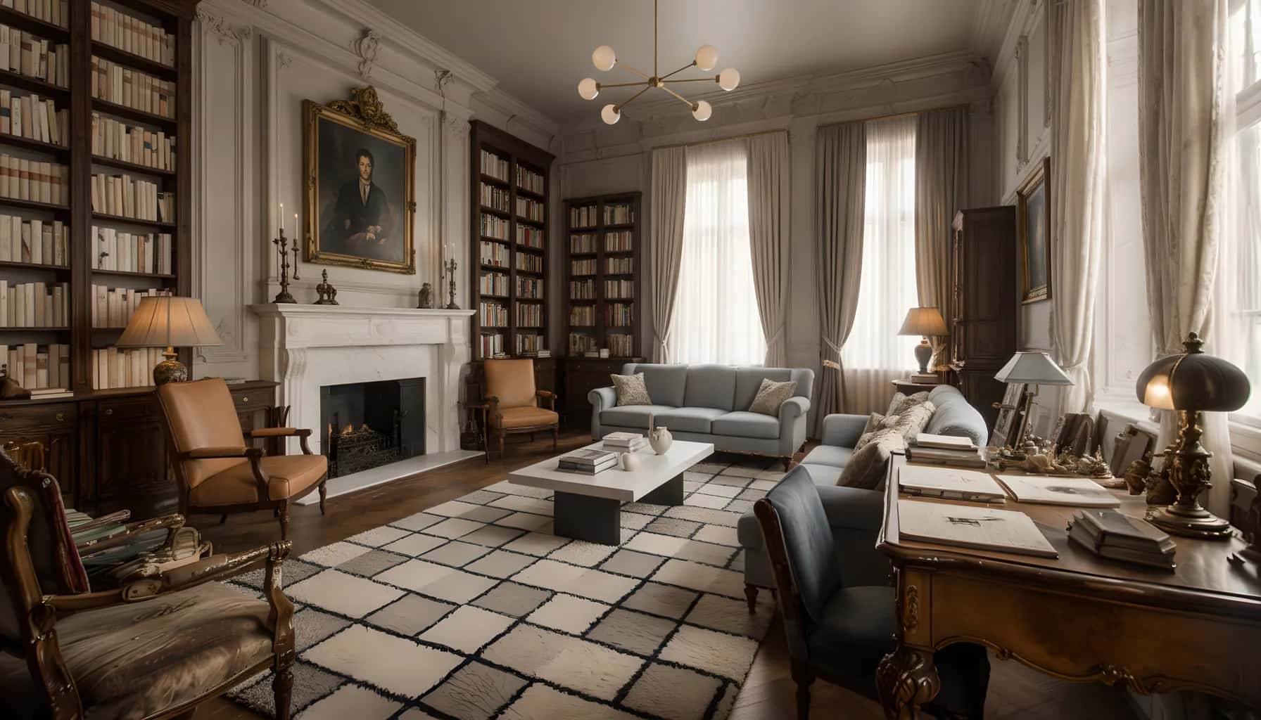 Study redesigned by AI in modern style