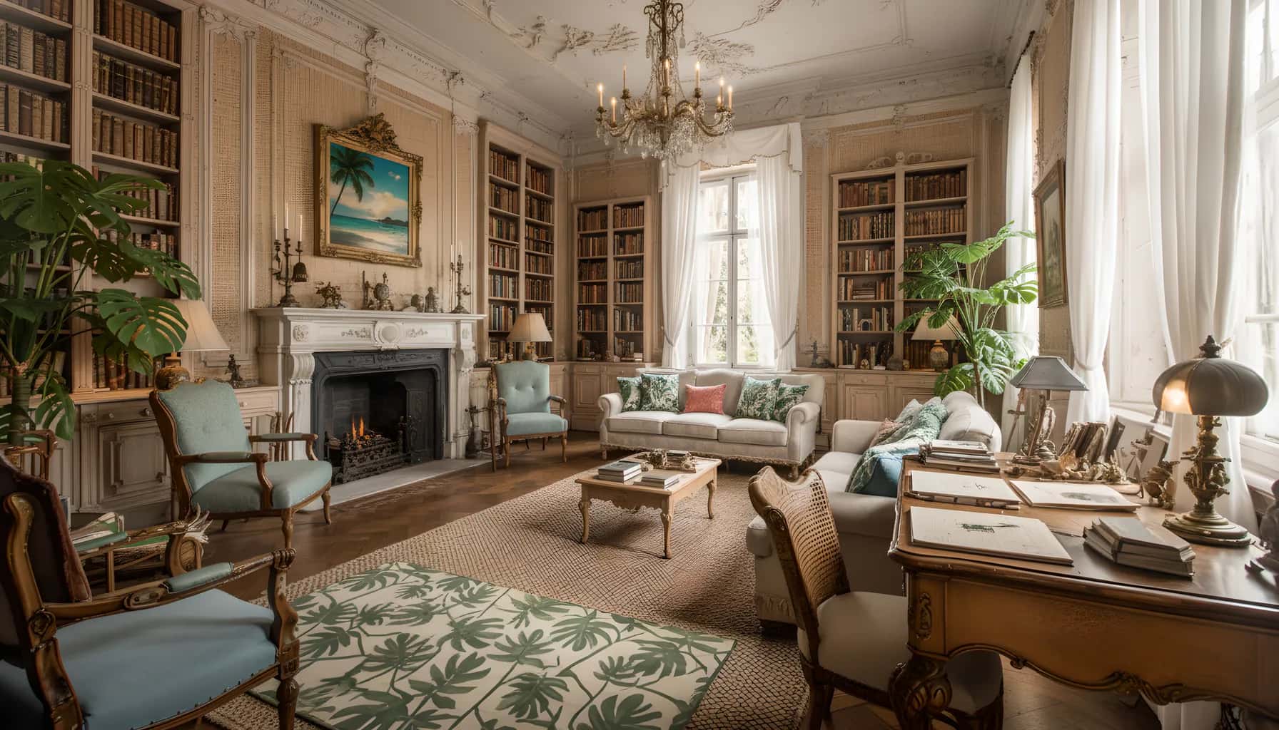 Study redesigned by AI in tropical style